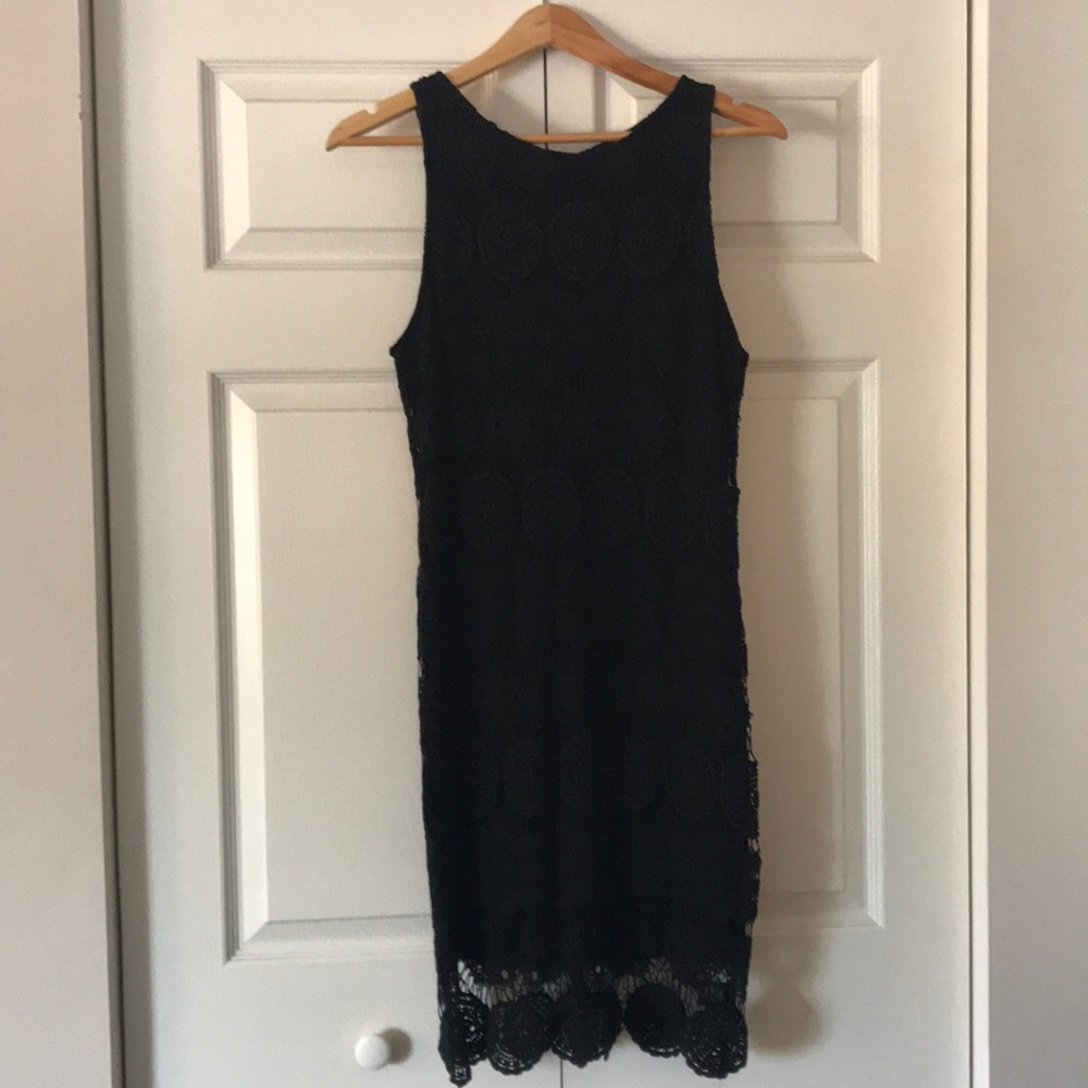 Sanctuary black crochet lace knit sleeveless dress